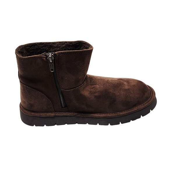 Cozy Brown Faux Suede Ankle Boots With Zipper Closure & Faux Fur Lining Size 10 - Picture 6 of 10
